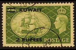 1950 2r On 2s 6d Yellow Green, Variety "Type III" Surcharge, SG 90c, Very Fine Used. For More Images, Please Visit Http: - Koweït