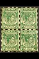 1937-41 2c Green, Die II, SG 293, Mint Block Of Four, Light Gum Toning And Surface Scuffing To Both Bottom Stamps, But N - Straits Settlements