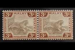 FEDERATED MALAY STATES 1904-22 3c Grey And Brown, SG 32, HORIZONTAL PAIR Very Fine NEVER HINGED MINT. For More Images, P - Altri & Non Classificati