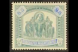 FEDERATED STATES 1904 - 22 $5 Green And Blue, Wmk MCA, Elephants, SG 50, Very Fine And Fresh Mint. For More Images, Plea - Sonstige & Ohne Zuordnung