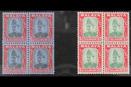 SELANGOR 1941 $1 & $2 Sultan, SG 86/7, Fine Mint Blocks Of 4, ($1 NHM). (8 Stamp) For More Images, Please Visit Http://w - Sonstige & Ohne Zuordnung