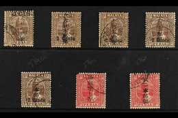 GENERAL ISSUES 1942-44. ON PERAK Used Selection Of 2c On 5c Browns & 8c Scarlet (between SG J273-276) With Listed Variet - Andere & Zonder Classificatie