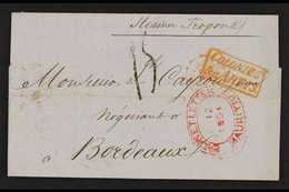 1854 (Oct) Neat And Attractive Entire Letter In French To Bordeaux "Steamer Teopondis", And Showing A Fine Oval Red "PAC - Maurice (...-1967)