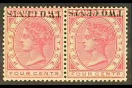 1891 2c On 4c Carmine, Variety "surcharge Inverted", SG 118a, Fine Mint Pair, Some Foxing On Gum. For More Images, Pleas - Mauricio (...-1967)