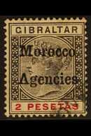 GIBRALTAR ISSUES OVERPRINTED 1898-2000 2p Black And Carmine With Inverted "V" For "A", SG 8a, Fine Used. For More Images - Sonstige & Ohne Zuordnung