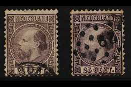 1867-69 25c Purple William III, Both Die I And Die II, SG 15 And SG 21, Good Used. (2 Stamps) For More Images, Please Vi - Other & Unclassified