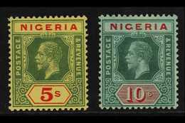 1914-29 5s Green & Red On Yellow And 10s Green & Red On Yellow Both With White Back, SG 10/11, Superb Mint, Very Fresh.  - Nigeria (...-1960)