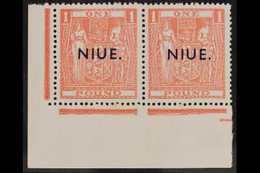 POSTAL FISCAL 1942 £1 Pink, SG 86, Marginal CORNER PAIR Never Hinged Mint. For More Images, Please Visit Http://www.sand - Niue