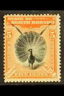 1897 5c Black And Orange Vermilion, Bird Of Paradise, SG 100, Very Fine Mint. For More Images, Please Visit Http://www.s - Borneo Septentrional (...-1963)