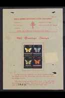 1962 Circular Advertising The 1962 Anti-Tuberculosis Association, Greetings Stamps Set Of 4, Depicting Butterflies, Fran - Borneo Septentrional (...-1963)