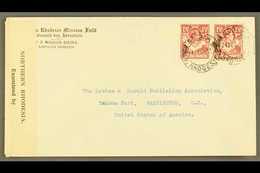 1941 CENSOR COVER - "Northern Rhodesia Mission Field, Seventh Day Adventists" Env. To USA, Franked 1½d Carmine Pair, Tie - Rhodesia Del Nord (...-1963)