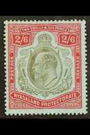 1908-11 2s6d Brownish Black & Carmine Red/blue, SG 78, Fine Mint For More Images, Please Visit Http://www.sandafayre.com - Nyasaland (1907-1953)