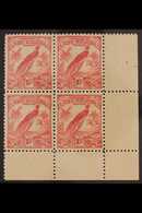 1932 10s Pink (no Dates) Bird Of Paradise, SG 202, Superb Never Hinged Mint Corner Block Of 4. For More Images, Please V - Papouasie-Nouvelle-Guinée