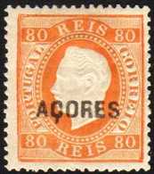 AZORES 1875 80r Orange, Perf 13½, Afinsa 21, Fresh Mint. With Photo Certificate International Society For Portuguese Phi - Sonstige & Ohne Zuordnung