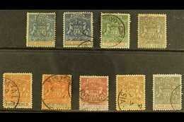 1892-94 Thin Wove Paper Complete "Arms" Set With ½d & 8d Listed Shades, SG 18/26, Generally Fine Used (9 Stamps) For Mor - Altri & Non Classificati