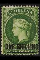 1864-80 1s Deep Yellow-green Perf 12½ Type A Surcharge, SG 17, Fine Mint, Very Fresh, Signed Th. Lemaire. For More Image - Isola Di Sant'Elena