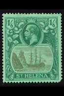 1922-37 VARIETY 1s6d Grey & Green/green, Variety "BROKEN MAINMAST", SG 107a, Mint With Comer Perf Fault. Cat £475 For Mo - Isla Sta Helena