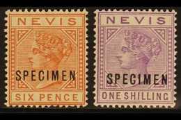 1882-90 6d Chestnut And 1s Pale Violet, Overprinted "SPECIMEN", SG 33/34s, Very Fine Mint. (2) For More Images, Please V - St.Christopher-Nevis-Anguilla (...-1980)
