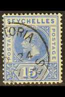 1912 15c Ultramarine, Variety SPLIT "A", SG 75a, Very Fine Cds Used. For More Images, Please Visit Http://www.sandafayre - Seychellen (...-1976)