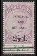 1897 2½d On 6d Dull Purple And Green, SG 56, Very Fine Mint. For More Images, Please Visit Http://www.sandafayre.com/ite - Sierra Leona (...-1960)