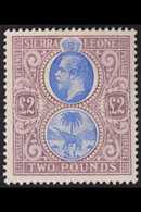 1912 - 21 £2 Blue And Dull Purple, Geo V, Elephant And Palm, Wmk MCA, SG 129, Mint. Superb Fresh Appearance, Small Area  - Sierra Leona (...-1960)