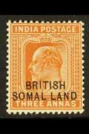 1903 KEVII 3a Orange- Brown With The "SOMAL.LAND" Overprint Error, SG 28c, Never Hinged Mint. For More Images, Please Vi - Somaliland (Herrschaft ...-1959)