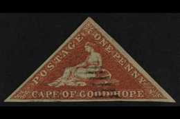 CAPE OF GOOD HOPE 1853 1d Pale Brick-red On Deeply Blued Paper, SG 1, Used With 3 Good Margins & Delightful Light Cancel - Ohne Zuordnung