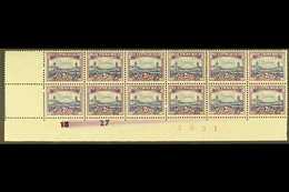 1950-1 2d Blue & Violet, Cylinder & Sheet Number Block Of 12 With INK DRAG In Margin, SG 134, Perfs Split Vertically Aft - Ohne Zuordnung