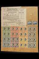 1937 Large Parcel Front Piece Bearing 'Foreign Parcel Post' Label And 1931 6d Pair & 1937 Coronation Set Blocks Of 4 Tie - Südwestafrika (1923-1990)