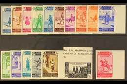 MOROCCO 1937 First Anniv. Of Civil War IMPERFORATE Set Complete Incl 20c Express Stamp, As SG 184/E200 (Edifil 169/185), - Otros & Sin Clasificación