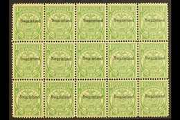 1889-90 1s Green, SG 3, Reprint Block Of 15 Stamps. Never Hinged Mint For More Images, Please Visit Http://www.sandafayr - Swasiland (...-1967)
