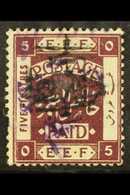 1923 (Apr-Oct) 1p On 5p Deep Purple Surcharged In Black On Issue Of Dec 1922 Perf 15x14 (violet Handstamp) With INVERTED - Giordania