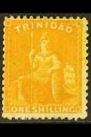 1863-80 1s Chrome-yellow Britannia, SG 74, Fresh Mint, Tiny Black Ink Marks. For More Images, Please Visit Http://www.sa - Trinidad Y Tobago