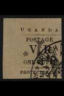 1896 1r Black "V.R.", Overprinted "L" In Black, SG 75, Superb Used Corner Copy. For More Images, Please Visit Http://www - Uganda (...-1962)