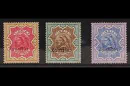 1895 2r, 3r And 5r QV India High Values Ovptd "Zanzibar", SG 19/21, Very Fine And Fresh Mint. (3 Stamps) For More Images - Zanzibar (...-1963)