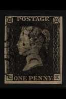 1840 1d Black 'CK' Plate 1b, SG 2, Fine Used With Neat Black Maltese Cross Cancel, Four Mostly Large Margins, Close But  - Non Classificati