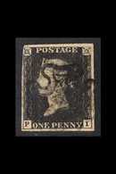 1840 1d Black 'P I' Plate 8, SG 2, Used With Black Maltese Cross Cancel, 3+ Margins, Tiny Corner Crease. For More Images - Unclassified