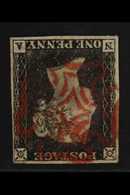 1840 1d Grey-black 'NA' Plate 1a With WATERMARK INVERTED Variety, SG Spec AS2g, Very Fine Used Superb Red Maltese Cross  - Non Classés