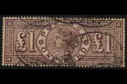 1884 £1 Brown - Lilac Wmk Imperial Crowns, SG 185, Used With Light Registered Oval Pmks, Strong Rich Colour & Full Perfs - Altri & Non Classificati