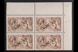 1918-19 2s6d Chocolate-brown Bradbury Seahorse, SG 414, Superb Never Hinged Mint BLOCK OF FOUR From The Upper-right Corn - Unclassified