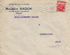 Algérie Algeria Lettre Cover Oran 1941 Maurice Sadok Judaica Brief Carta Laines Textile - Covers & Documents