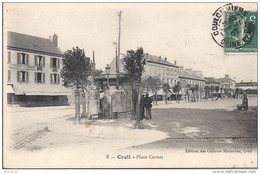 Delcampe - Cpa Creil, Place Carnot, à La Descente Des Voyageurs, Kiosque - Creil