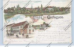 0-5102 GEBESEE, Lithographie 1899, Gasthof, Schützenhaus, Gesamtansicht, Bahnpost - Sömmerda
