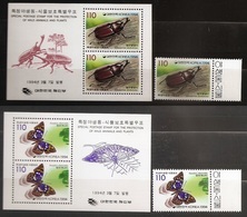 Corée Du Sud 1994 N° 1631 / 2 + PA 456 / 7 ** Papillons, Insectes, Protection De La Nature, Sasakia Charonda, Allomyrina - Corea Del Sur