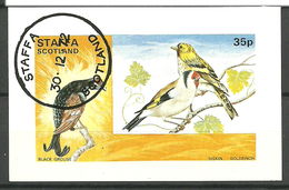 Great Britain - Staffa Scotland, 1972 Birds - Black Grouse, Siskin, Goldfinch, Cancelled  Bloc - Local Issues