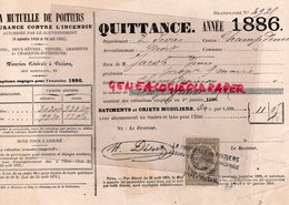 86- POITIERS- QUITTANCE 1886- LA MUTUELLE DE POITIERS- JEAN JACOB CHAMPDENIERS - Bank En Verzekering