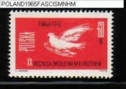 POLAND 1965 20TH ANNIV OF WW2 VICTORY OVER FASCISM NHM PEACE DOVE Communism Socialism Birds World War II - Neufs