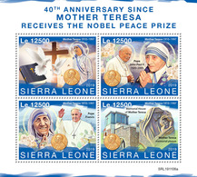 Sierra Leone. 2019 40th Anniversary Since Mother Teresa Receives A Nobel Peace Prize. (1106a) OFFICIAL ISSUE - Mother Teresa