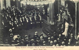 NORVEGE   KONG HAASKON AFLAEGGER Ed Til Norges Fortatning I Storthinget  27/11/1905 - Norvegia