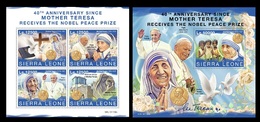 Sierra Leone. 2019 40th Anniversary Since Mother Teresa Receives A Nobel Peace Prize. (1106) OFFICIAL ISSUE - Mother Teresa